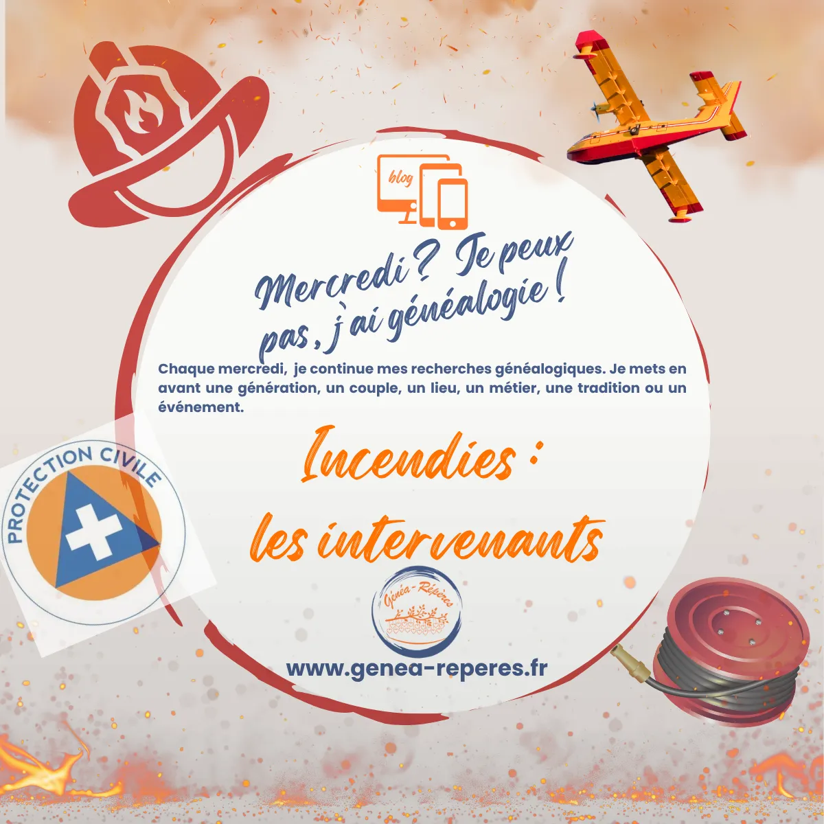 Illustration de l’article « Incendies : les intervenants », consacré aux différents acteurs mobilisés lors d’un incendie et à leur intérêt pour la recherche généalogique.